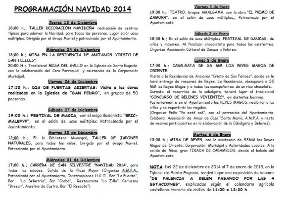 Programa navidad 2014 actos